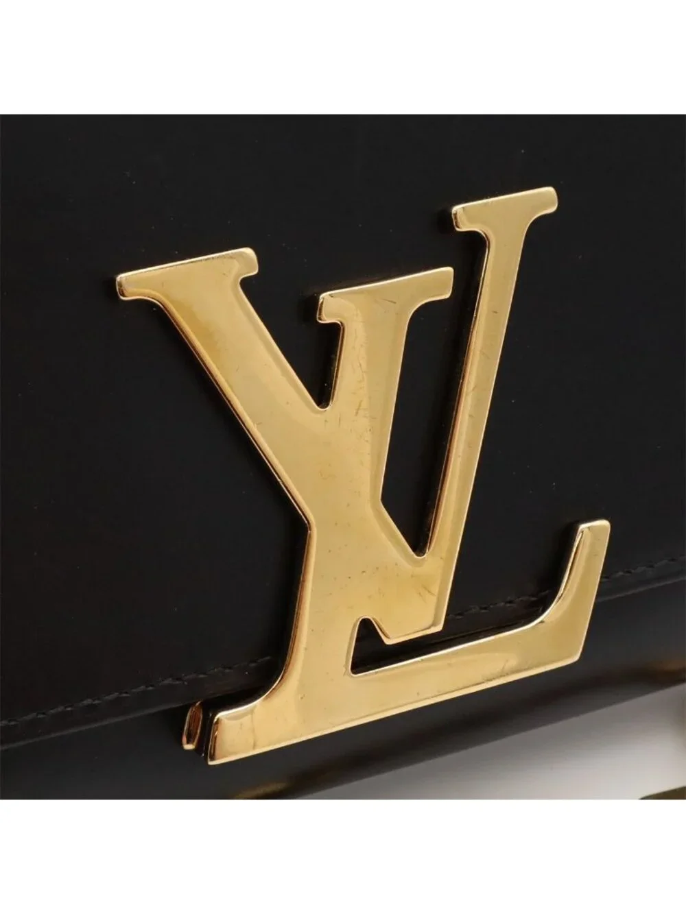 Louis Vuitton Pochette GM Shoulder Bag Chain Calf Leather Noir Black